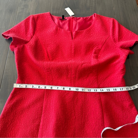 NWT Talbots Red Textured Fitted Cocktail Midi Dress 16 - Picture 9 of 11